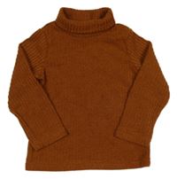 Hnědý pletený svetr s rolákem