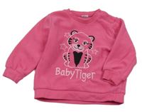 Růžová fleecová mikina s tygrem 