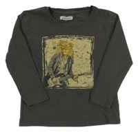 Tmavošedé triko s lvem Alive