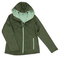 Khaki sportovní podšitá bundomokina s kapucí 