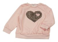 Světlerůžová lehká mikina se srdcem shein