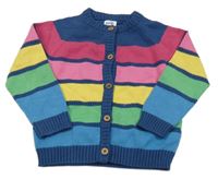 Modro-barevný pruhovaný propínací svetr 