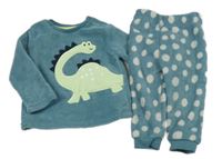Zelenomodré plyšové pyžamo s dinem Primark
