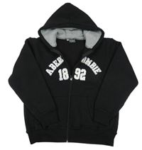 Černá propínací mikina s nápisem a kapucí 