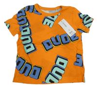 Nové - oranžové tričko s nápisy George