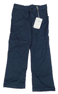 Nové - tmavomodré vzorované plátěné kalhoty 