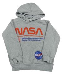 Šedá mikina s nápisem a kapucí - Nasa H&M
