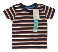 Nové - tmavomodro-oranžové pruhované tričko Primark