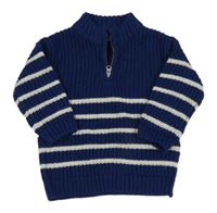 Tmavomodro-bílý pruhovaný svetr M&S