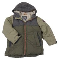 Khaki-šedá šusťáková zimní bunda s kapucí Next