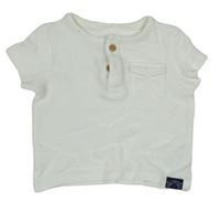 Bílé žebrované tričko s kapsou a knoflíky C&A