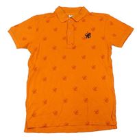 Oranžové polo tričko s opicemi