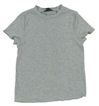 Šedé melírované žebrované tričko se stojáčkem Primark