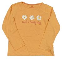 Oranžové triko s květy a nápisem Lupilu