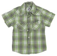 Zeleno-šedo-bílá kostkovaná košile C&A