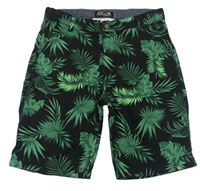 Černé plátěné kraťasy s listy H&M