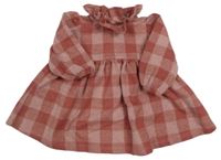 Růžové kostkované úpletové šaty s límečkem George