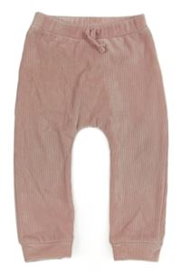 Růžové sametové žebrované tepláky Nutmeg