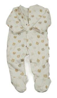 Smetanový zateplený overal s medvídky Tu