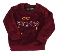 Vínová plyšová mikina s nápisem a výšivkami - Harry Potter