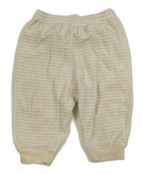 Smetanovo-béžové pruhované sametové tepláky C&A