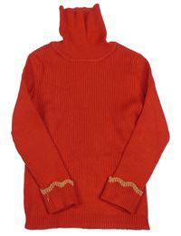 Červený žebrovaný svetrový rolák Primark