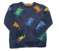 Tmavomodrý chlupatý svetr s diny George