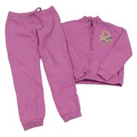 2set - Fialová propínací crop mikina s logem + tepláky Benetton