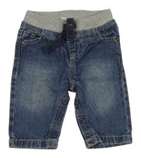 Tmavomodro-šedé teplákové rifle s úpletovým pasem Topomini