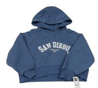 Nové - Tmavomodrá crop mikina s nápisy a kapucí Dunnes Stores