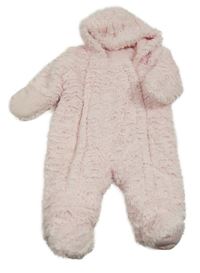 Světlerůžová kožešinová zateplená kombinéza s kapucí George