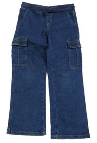 Tmavomodré široké teplákové cargo rifle Lily & Dan