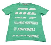 Zeleno-bílé tričko s nápisy 