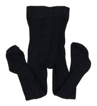 Tmavomodré třpytivé punčocháče 