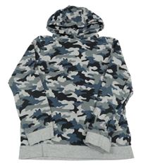 Světlešedo-černo-modrá army mikina s kapucí Matalan