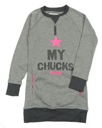 Šedá šatová mikina s nápisem a hvězdou Converse