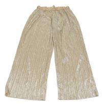 Zlaté třpytivé žebrované palazzo kalhoty H&M