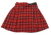 Červeno-černo-bílá kostkovaná vlněná sukně George