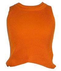 Dámský oranžový žebrovaný crop top Topshop 