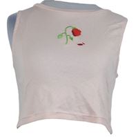 Dámský světlerůžový crop top s kytičkou Boohoo 