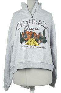 Dámská šedá crop mikina s potiskem Primark
