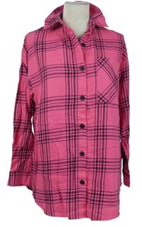 Dámská tmavorůžovo-černá kostkovaná halenková tunika New Look 