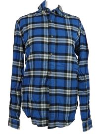 Pánská modro-tmavomodrá kostkovaná flanelová košile Next 