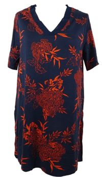 Dámská tmavomodro-červená květovaná tunika M&S