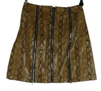 Dámská béžovo-černá vzorovaná koženková propínací sukně PrettyLittle Thing