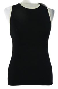 Nové - Dámský černý pletený top se smetanovým lemem Primark 