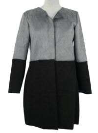 Dámský šedo-černý semišový cardigán 