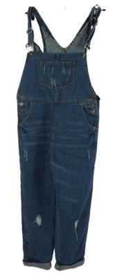 Dámské tmavomodré riflové lacláče s prošoupáním 