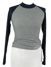 Nové - Dámské šedo-tmavomodré sportovní crop triko Dazy 