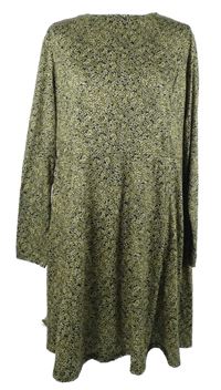 Dámské khaki-črné kytičkované šaty Primark 